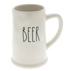 Rae‎ Dunn by Magenta BEER Ceramic White Beer Stein Mug NEW